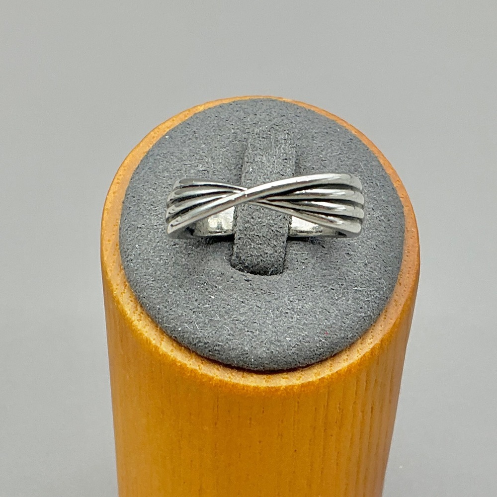 Ring Womens Silver Tone Multi Strand Crossover Band Modernist Minimalist Size 9